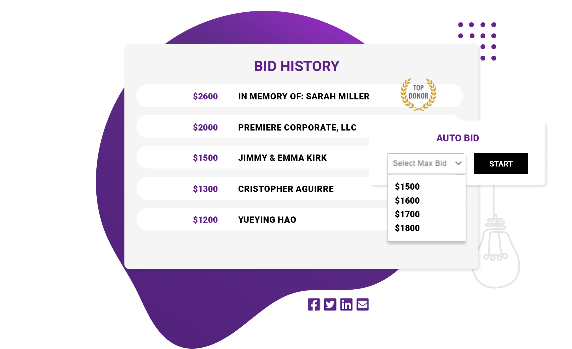 Event Fundraising Software Bid History Preview